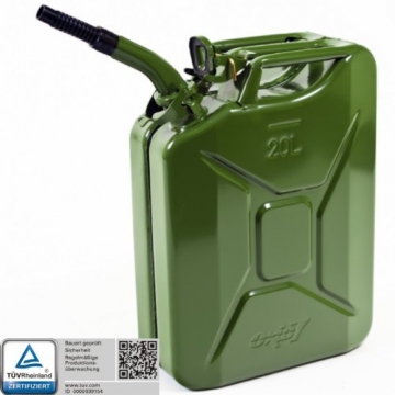 Benzinkanister Kraftstoffkanister Reserve Kanister aus Metall 20 Liter 20L + Ausgießer flexibel - 1
